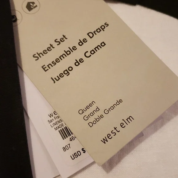 ❤️BUY 2 GET 1 FREE West Elm European Flax Linen Sheet Set, White,vQueen, $279 - Picture 3 of 16